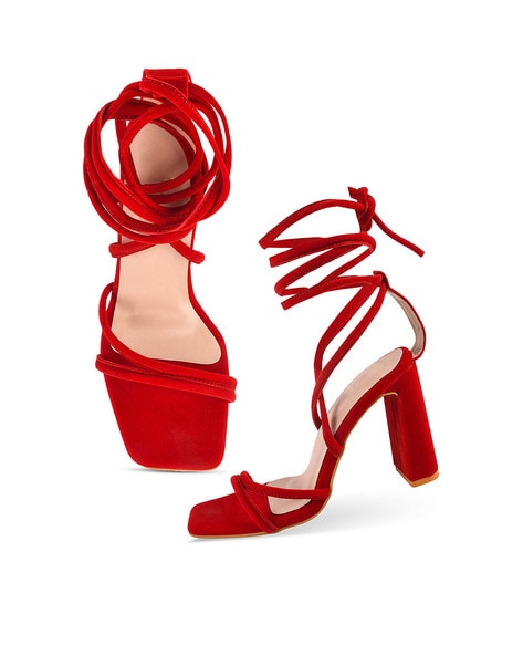 Red colour heel online sandal