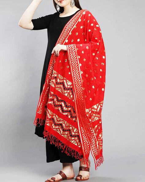 Geometric Woven Dupatta with Fringes Price in India
