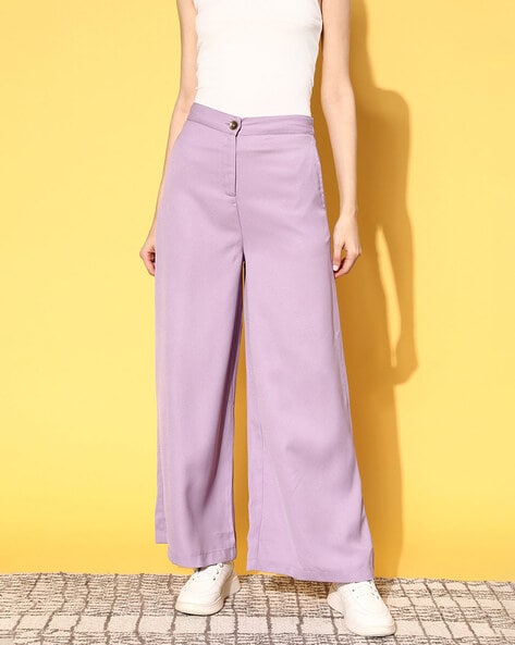 Wide leg satin pants in purple – Szua Store