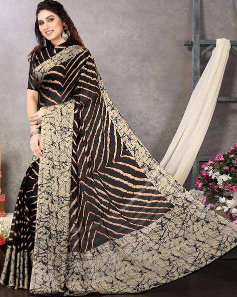 Indian Designer Women's Elegant Yards Collection Black And White Chiffon  Saree at Best Price in Mumbai | Styleyug