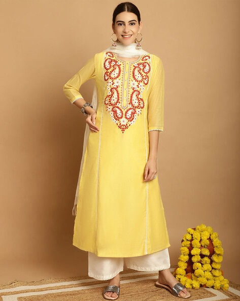 Yellow Kurta Suit Sets for Women by Tulsattva Online | Ajio.com