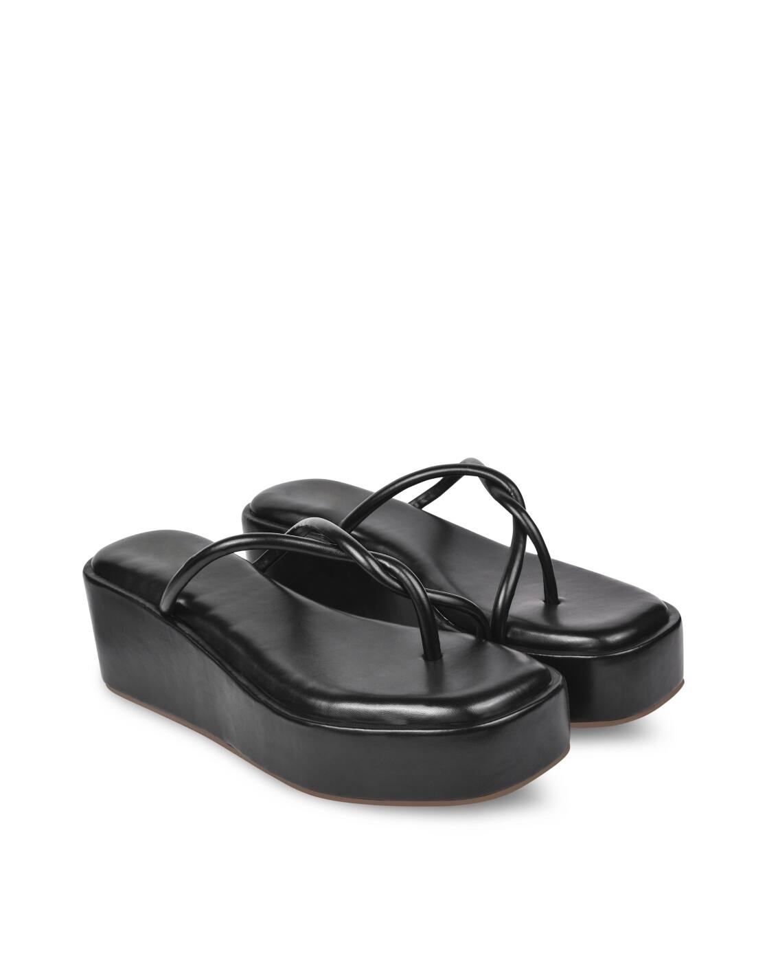 Nasty Gal Black Leather Platform Flip Flops Nasty Gal Platform
