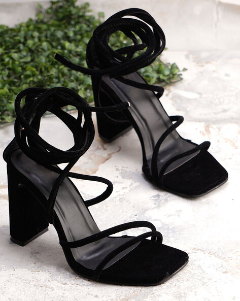 Buy Black Heeled Sandals for Women by QUPID Online | Ajio.com
