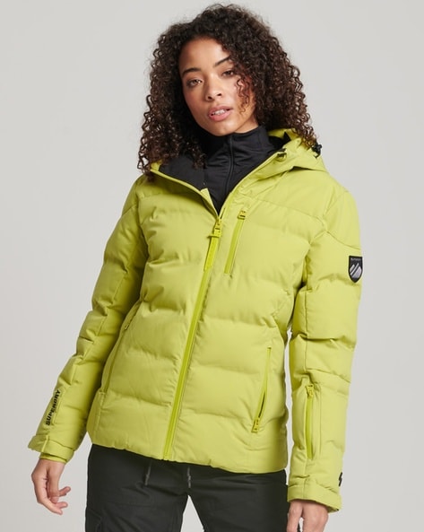 Superdry Women's Fuji Hooded Mid Length Puffer Jacket Dark Moss Green