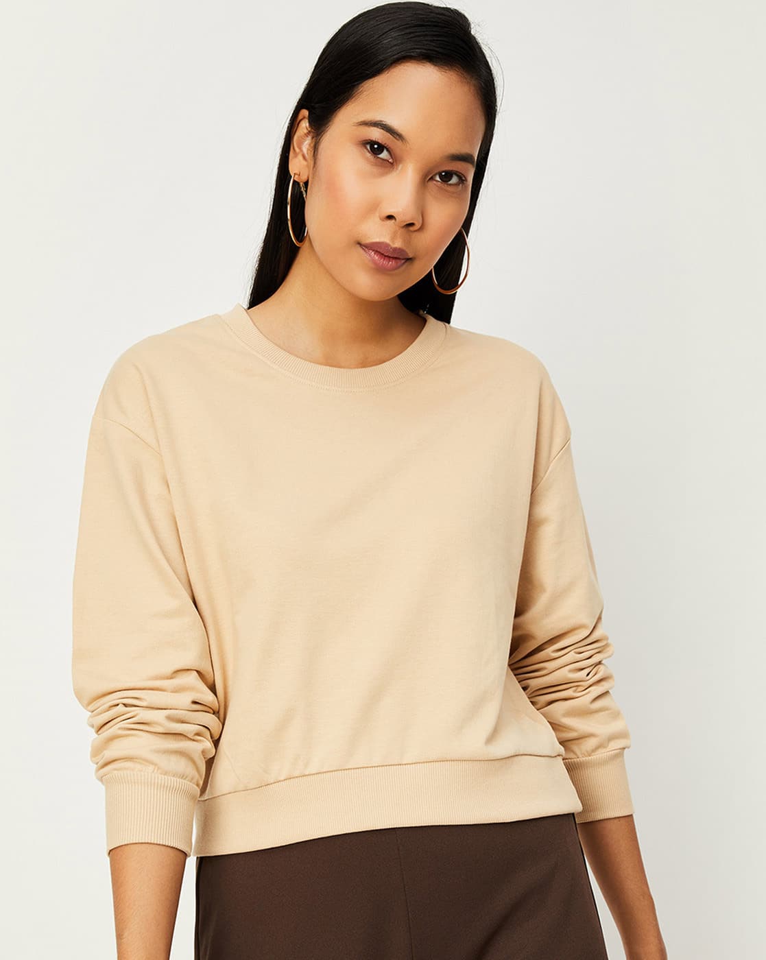 Buy Beige Sweatshirt Hoodies for Women by MAX Online