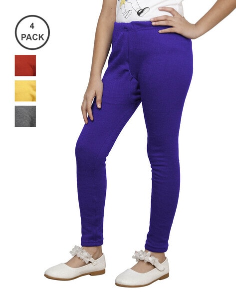 Pack of 4 Leggings with Elasticated Waistband