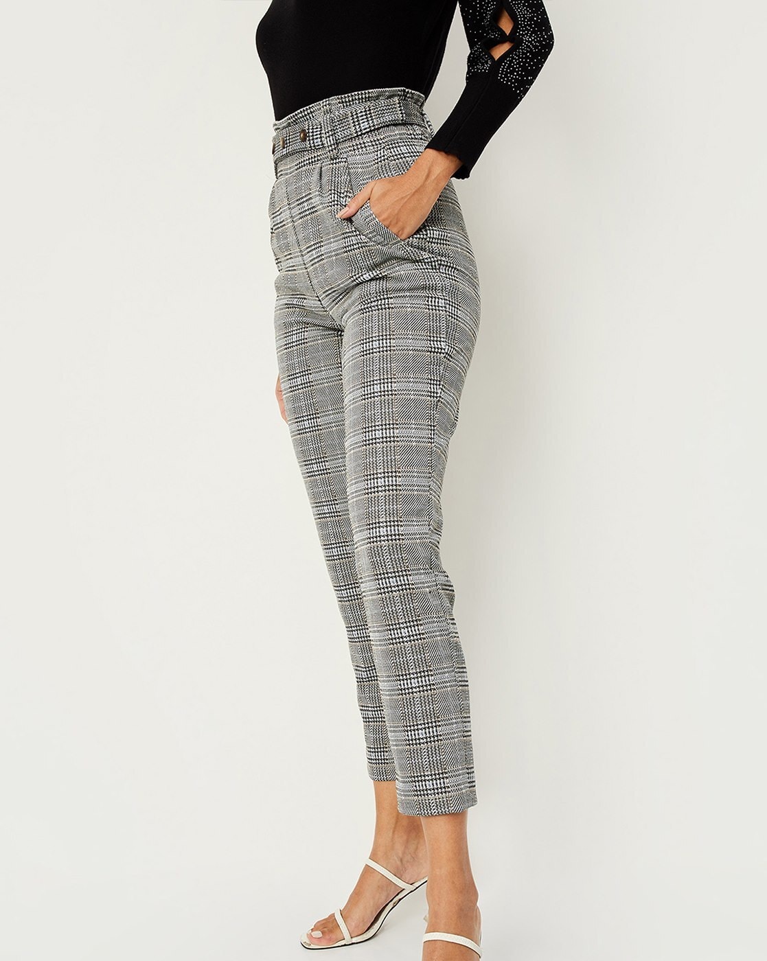 Standard Fit Plaid Women's Trousers -W25956Z8-LMK - W25956Z8-LMK - LC  Waikiki