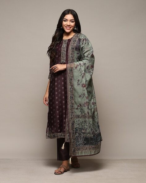 BIBA Tussar Silk Embroidered Salwar Suit Material Price in India - Buy BIBA  Tussar Silk Embroidered Salwar Suit Material online at Flipkart.com