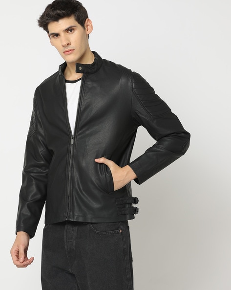 Ajio leather jackets mens best sale