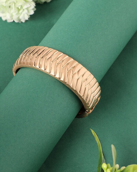 Buy Rose Gold Plated Leaf Patterned Cuff Bracelet Online – The Jewelbox
