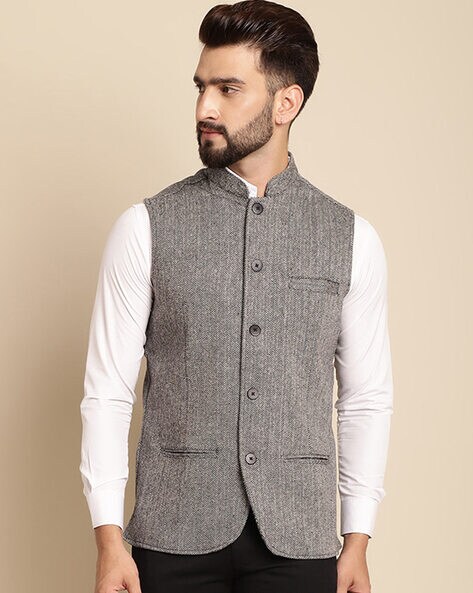 Attractive Grey & Off White Nehru Jacket Set... | Nehru jackets, Jackets,  Modi jacket