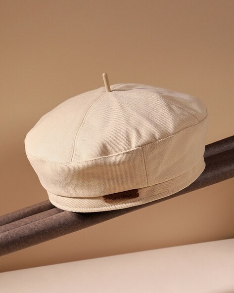 Striped Women Beret Hat with Pin Tipped