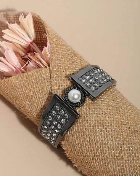 Sohi Silver-Plated Stone-Studded Bracelet