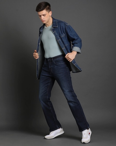 Regular Fit Ripped Mens Bootcut Stretchable Denim Jeans, Navy Blue at Rs  1599/piece in Noida