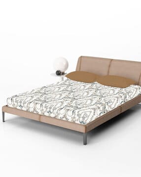 144 TC Printed Fitted Queen-Size Bedsheet with Pillow Covers-image-5