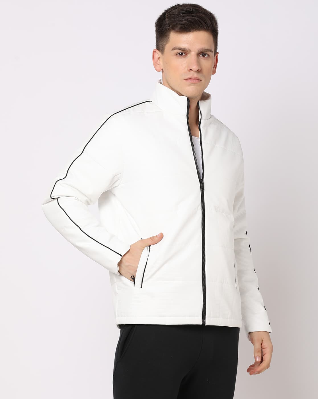 ジャケット・アウター FIFTEEN LOVE ~NKzip white~ (U:nity size) Buy Men's Solid White/Green Reversible Regular Fit Jacket Online