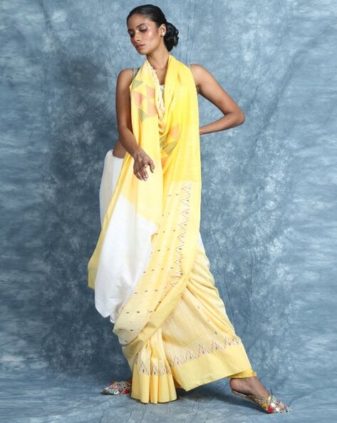 Buy Yellow Sarees for Women by Charukriti Online | Ajio.com