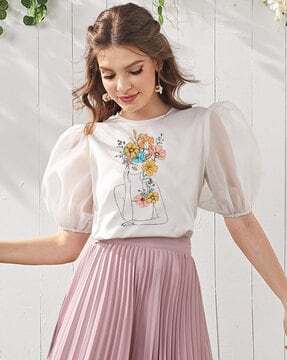 Paralians Casual Embellished Women White Top - Buy Paralians Casual  Embellished Women White Top Online at Best Prices in India