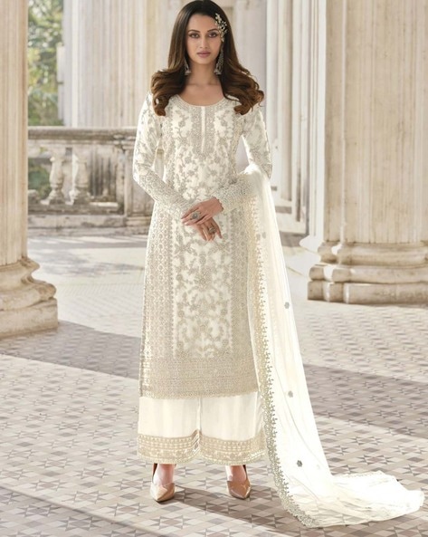 Full white 2024 dress materials online