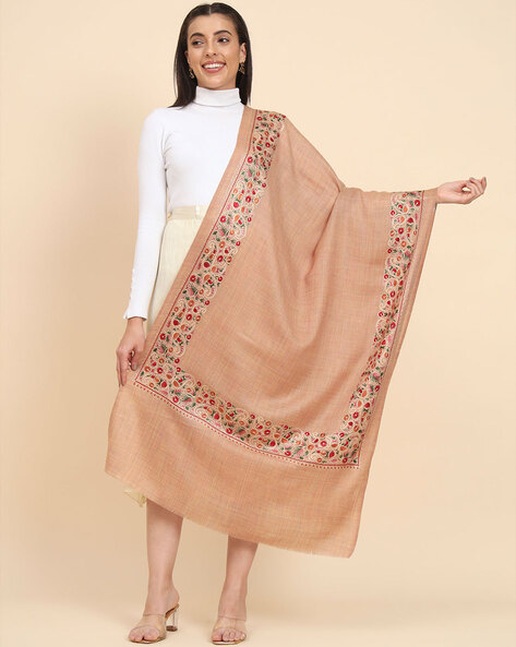 Embroidered Shawl with Fringes Hem Price in India