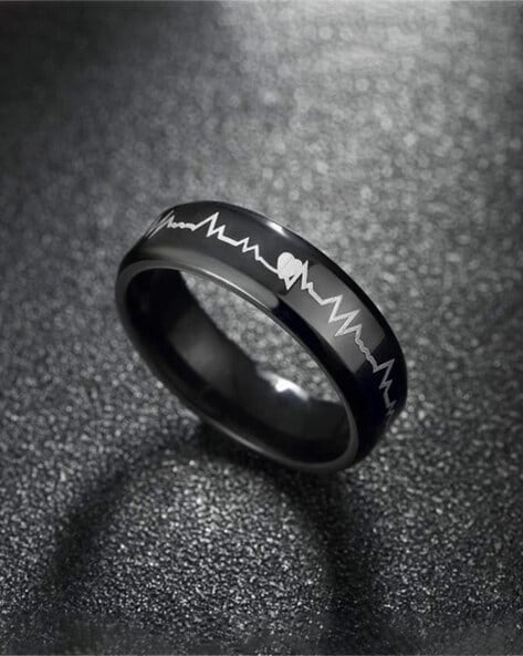 Stainless Steel Heartbeat Ring For Women - Minimalist Geometric Wedding Band