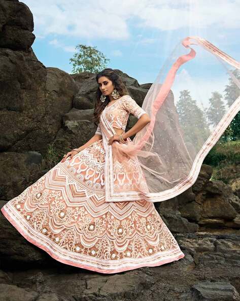 Off white & Peach Lehenga Set With Dupatta – Pia Ka Ghar