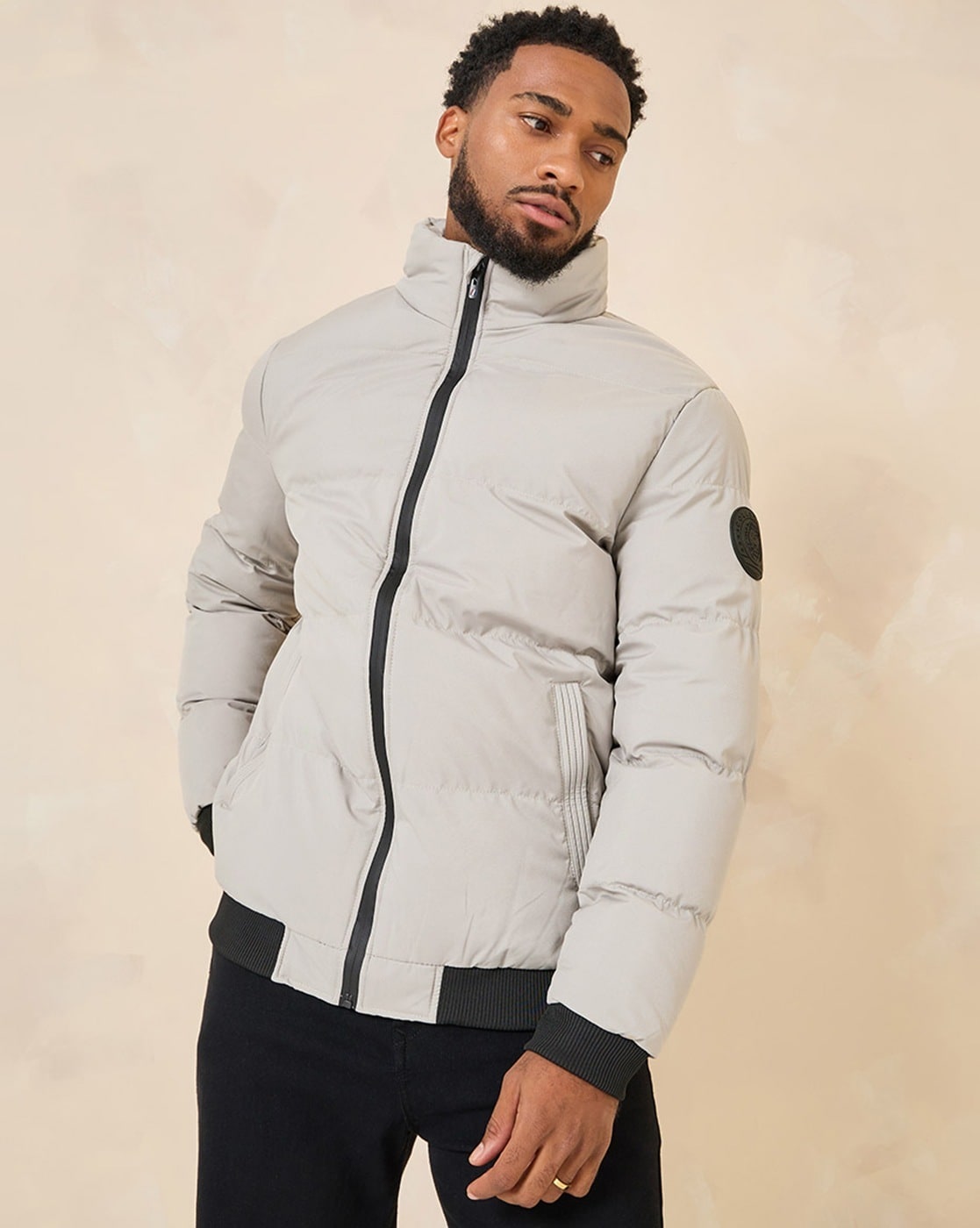 Nike cream high store neck puffer jacket