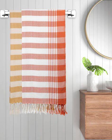 FABINALIV Set of 2 Striped 225 GSM Cotton Bath Towels 59" x 29"