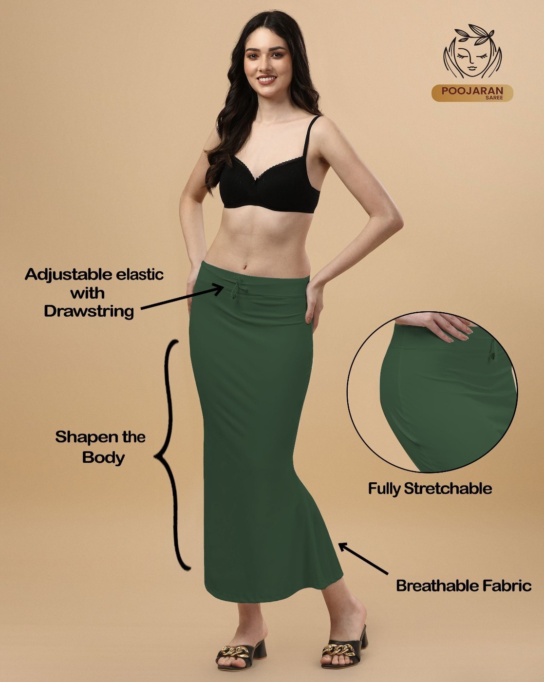 Buy Green Shapewear for Women by POOJARAN SAREE Online