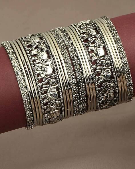 Fabula Silver-Plated Oxidised Bangle Set