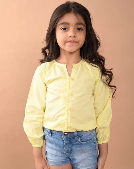 Buy Pastel Yellow Tops Tunics for Girls by Lilpicks Online