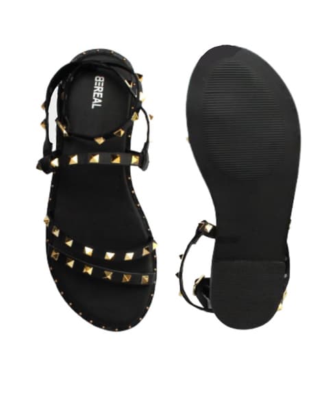 Buy Typo Ladies Sandal |Black Sandal | Black |Women Flats | Ladies Slippers  |Girls Slippers | Gold | Black |Diamond Attachment Golden and Black Size -  6 UK (39 EU) at Amazon.in