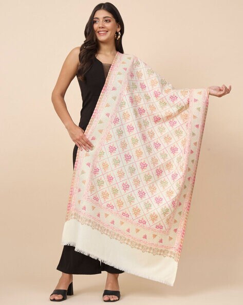 Printed Shawl with Fringes Hem Price in India