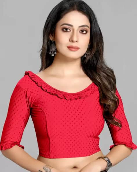 Polka-Dot Print Slip-On Blouse