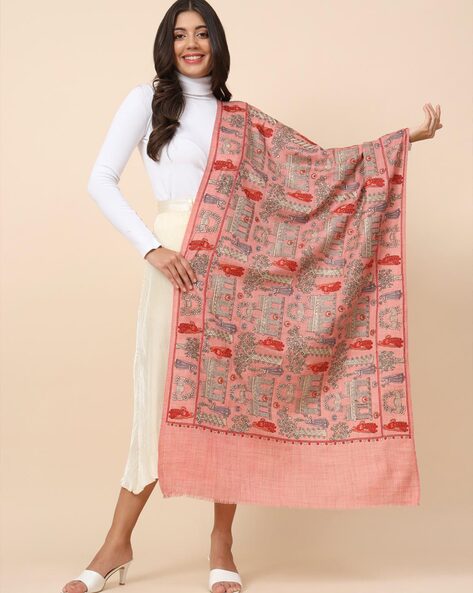 Printed Shawl with Fringes Hem Price in India