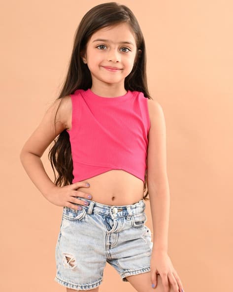 Ribbed Slim Fit Crew-Neck Crop Top