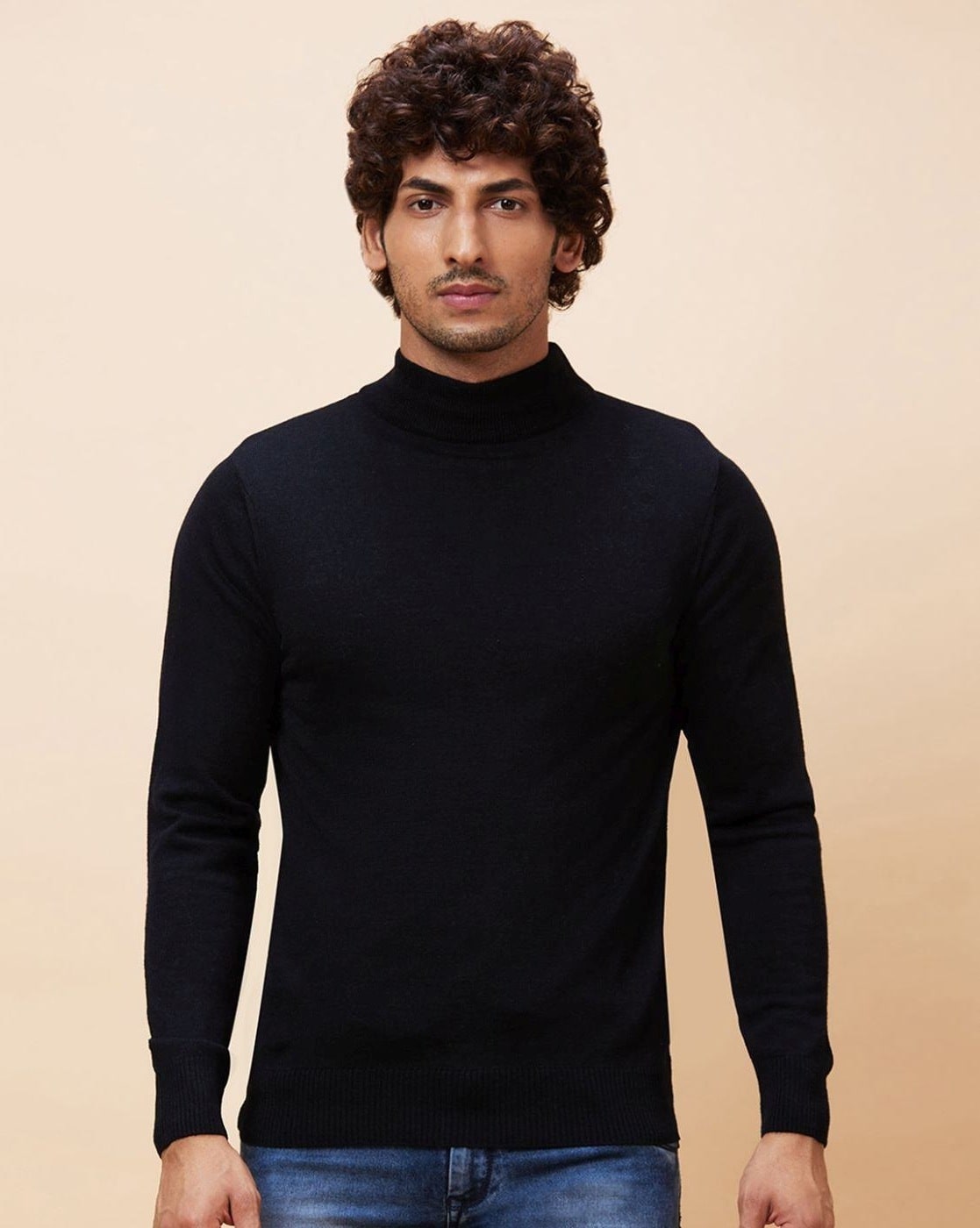 Black high neck discount sweater for men