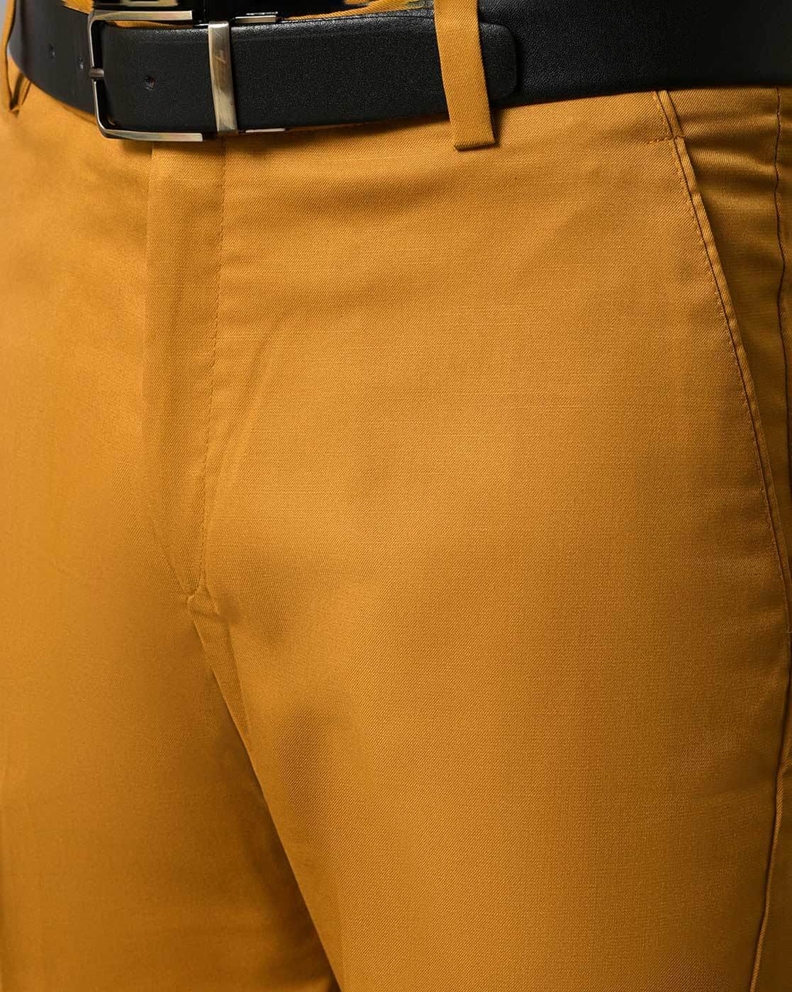 Byford Men Structured Stretch Gold Chinos - Selling Fast at Pantaloons.com