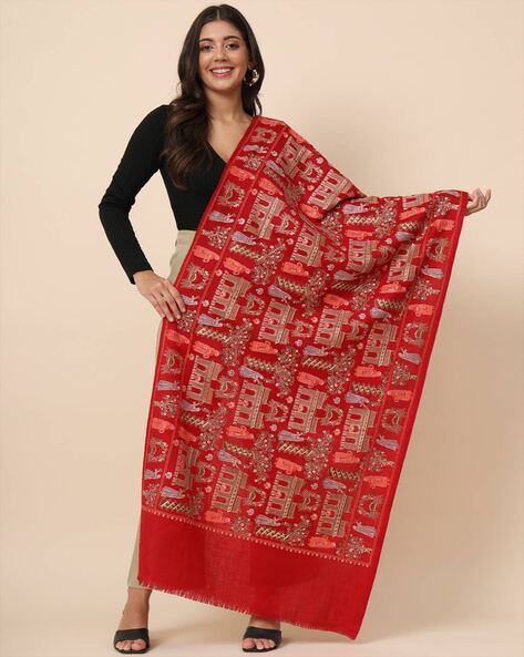 Printed Shawl with Fringes Hem Price in India