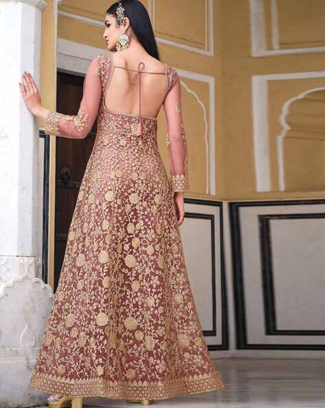 68% OFF on Dhawani Marketing Red Net Anarkali Gown Unstitched Dress Material  on Snapdeal | PaisaWapas.com