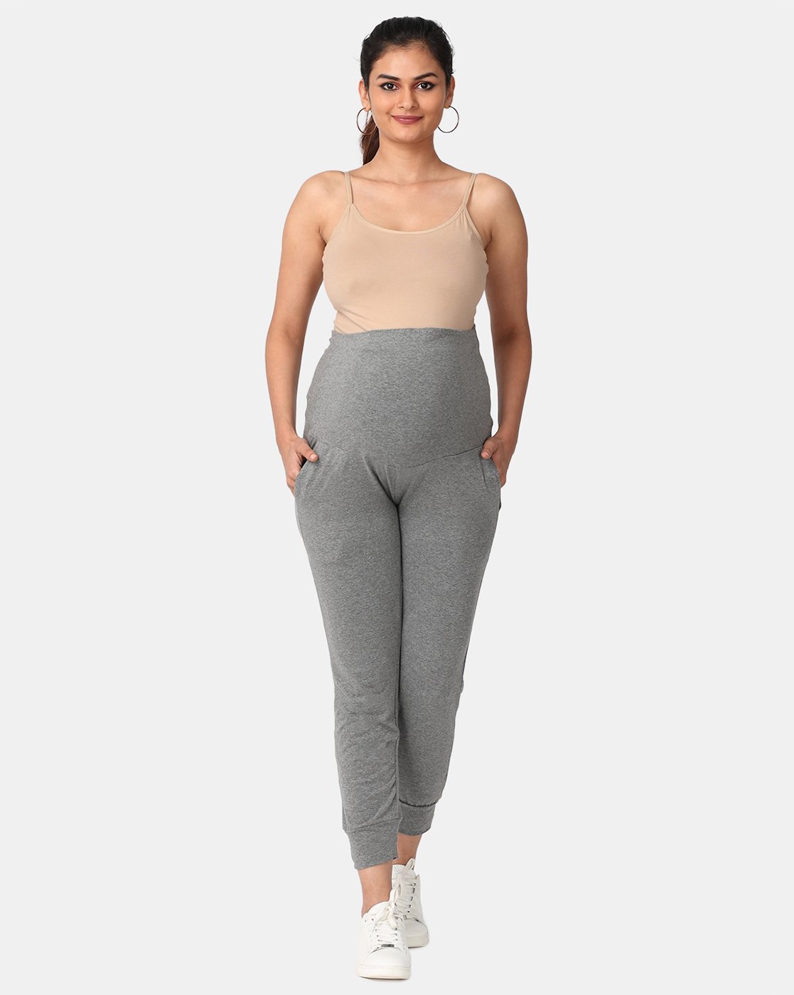 Solid High-Rise Maternity Pants