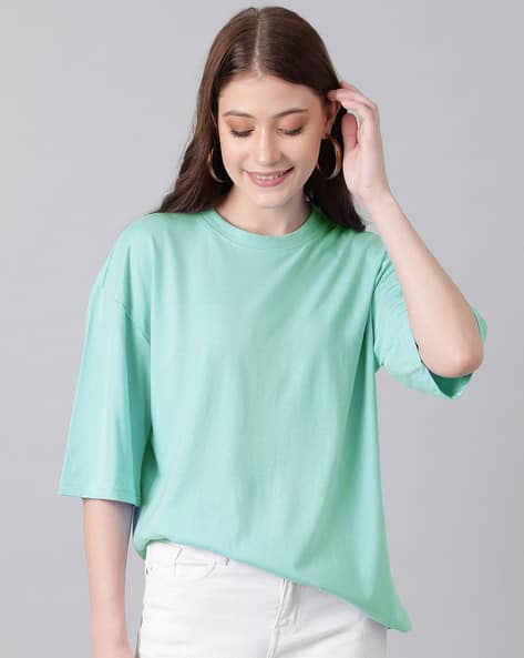 KOTTY Crew-Neck T-Shirt with Drop-Shoulder Sleeves
