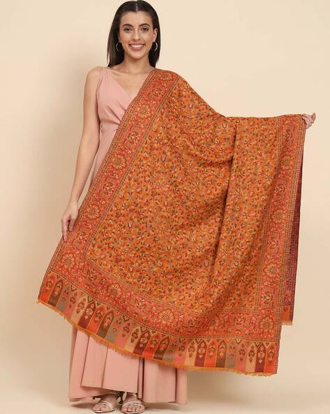 Floral Print Shawl with Fringes Hem Price in India