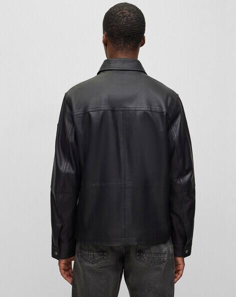 Buy BOSS Nappalan Goat Suede Regular Fit Jacket | Black Color Men