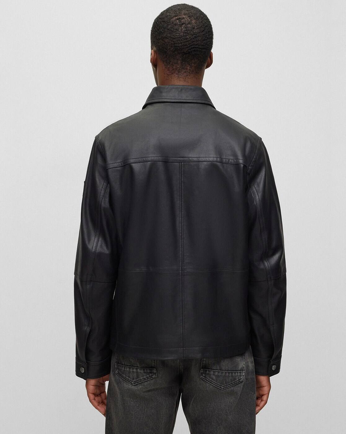 Buy BOSS Nappalan Goat Suede Regular Fit Jacket | Black Color Men