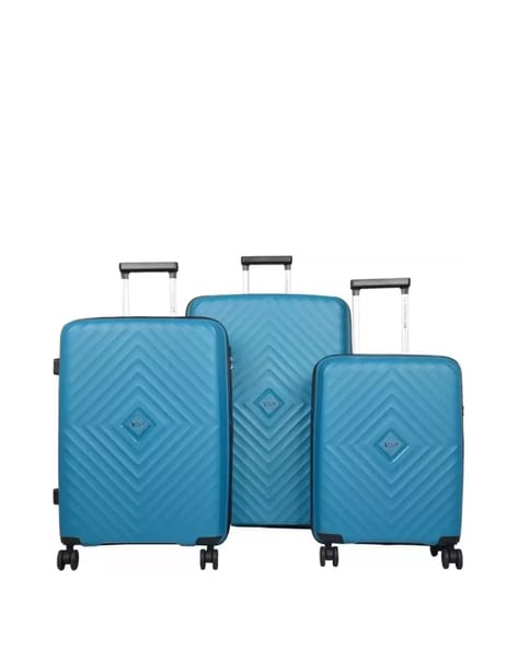 VIP Quad Luggage Bag Polycarbonate (Set of 3 Pieces) Small Medium and Large  4Wheels Unisex Hardsided Luggage (59cm+69cm+80cm) Blue Cabin & Check-in Set  - 28 inch Blue - Price in India |
