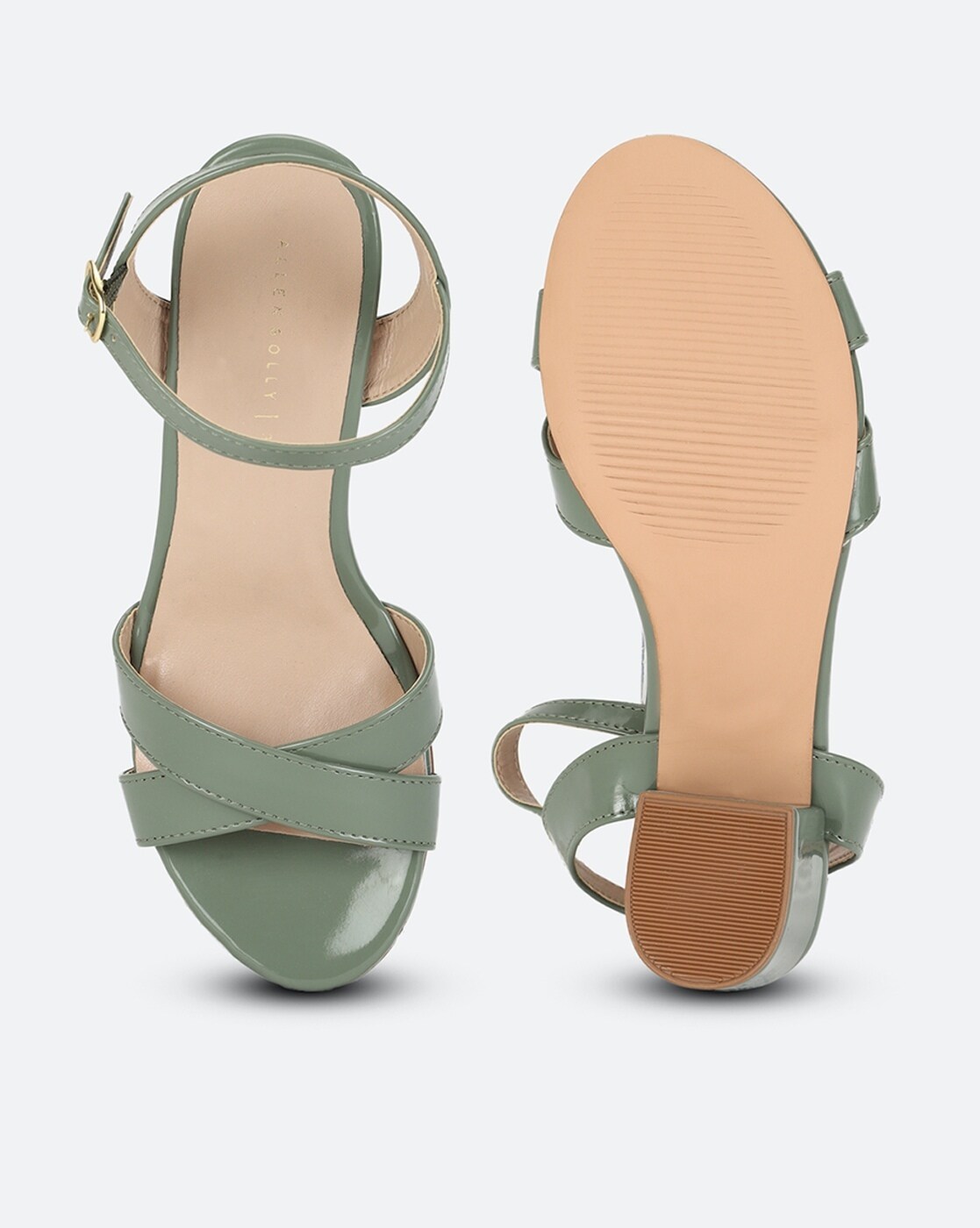 Puffy Ankle Strap High Heel Sandals - Green