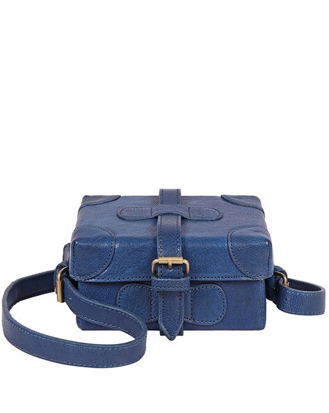 Buy Hidesign Women Blue Genuine Leather Sling Bag Online at Best