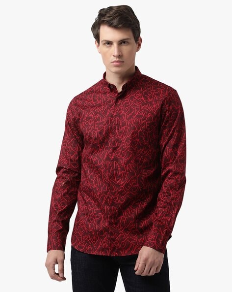 Red best sale armani shirt