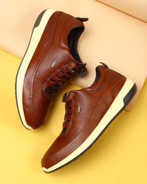Buy online Red Chief Brown Leather Lace Up Sneakers from Casual